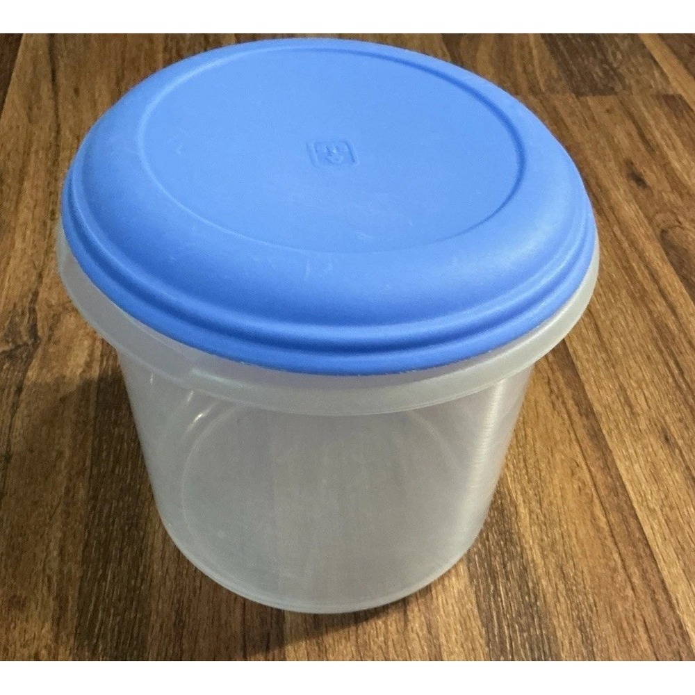 Vtg Anchor Hocking 1.25 Gallon (4.7L) Plastic Storage Container Country Blue Lid